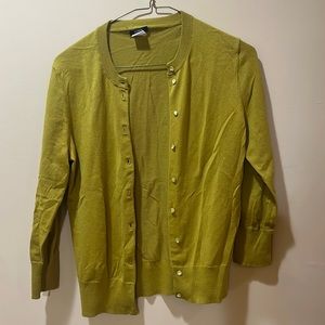 Elegant chartreuse J.Crew button up sweater